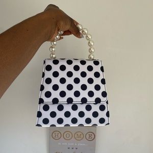 Polka dot and pearls crossbody bag